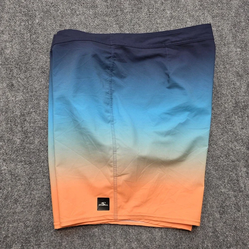 O'Neill Hyperfreak Mens Board Shorts Size 42 Blue Orange Ombre Hyperdry Stretch